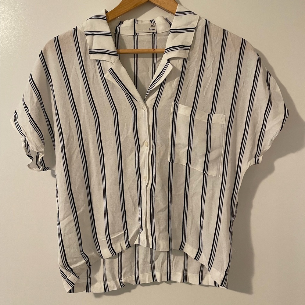 White with navy stripes slip top